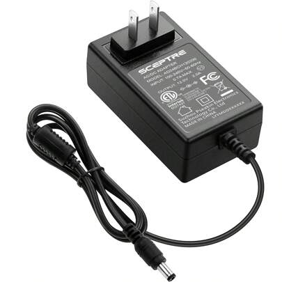 12V-2A Power Adapter AC Power Cord 5.5mm X 2.1mm Male Universal Power Supply With US Plug, 24W AC/DC Converter UL/FCC Certified