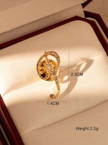 1pc-26pcs Alphabet Shaped Alloy & Rhinestone Brooch Pin For Clothes & Accessories, Fashionable & Versatile Collar Pin,Bag Accessories Gifts For Women - Gold - View 30