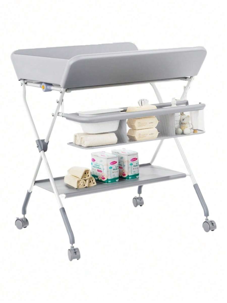 Cambiador De Pañales Horizontal Bebe Plegable - Gris Claro - Ver 1