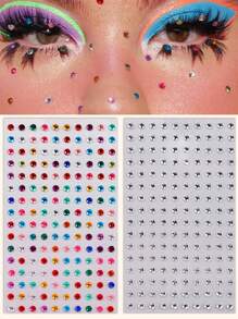 2PCS Multi-Color Silver White Rhinestone Beautiful Women's Face Decoration Rhinestone Stickers Y2K Festival Party Daily Makeup DIY Music Festival Prom Applicable To Hair Eyes Face Body Decoration Rhinestone Stickers - Multicolor - View 1