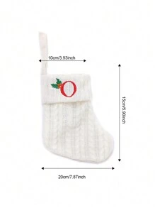 1 pièce Bas de Noël tricoté avec lettres, rouge, blanc et vert 3 couleurs, comprend 26 lettres anglaises. Peut être utilisé comme décoration de fête à la maison, ornement à accrocher au sapin de Noël ou au chevet, petit cadeau pour fête des fêtes, décoration d'Halloween - Multicolore - Voir 53