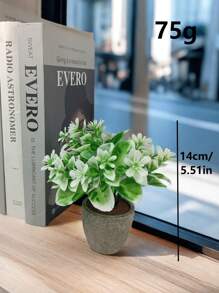 Planta artificial en maceta con hojas de menta, flor de lirio, planta falsa para decoración del hogar, mini maceta de piedra para paisajismo, regalo para el Día de San Valentín