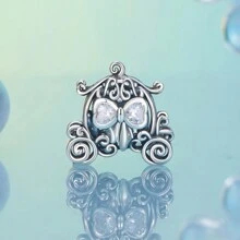 WOSTU 1pc 925 Sterling Silver Fairy Tale Series Exquisite Vintage Bow-Tied Pumpkin Carriage Charm Bead Fit DIY Bracelet And Necklace For Women&Girl Making Jewelry Gift Valentines - Silver - View 8