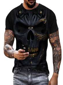 Playera Hombre Halloween Películas De Terror Camiseta Moda - Blanco - Ver 6