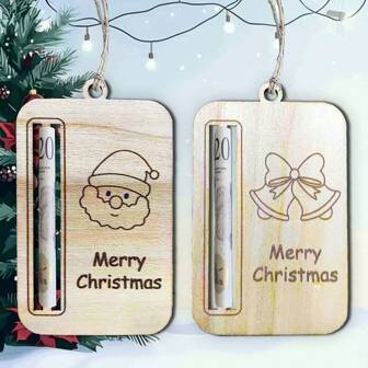 1PC Vintage Wooden Santa/Christmas Bell Wooden Wallet (Cordless), Suitable As A Birthday Gift For Friends, Family, Lovers, Suitable For All Kinds Of Festivals, Party Activities, Christmas, Christmas Gifts, Holiday Gifts, Christmas Decorations Home Decor Room Decor