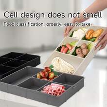 A Multifunctional Silicone Compartment Platter That Can Bbe Used To Pack Cheese, Desserts, Salads, Snacks, Sushi, Hotpot, Etc., With A Total Of 5 Compartments