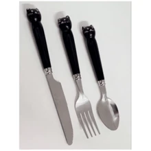 Children's And Adult's Cutlery Set 3pcs Assorted Animals For Travel Durable Portable Lunch Box With Case Children's Cutlery Set Kit Kids Spoon Fork - 黑色 - 查看 3