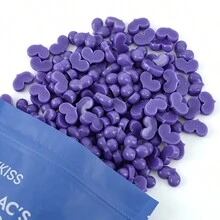 WAXKISS 心形脱毛蜡豆，100g/500g 袋装，男女通用，新配方硬蜡，含保湿成分，高附着力，温和适用于所有皮肤类型，适用于腿部、手臂、背部、腋下、比基尼部位 - 紫色 - 查看 10
