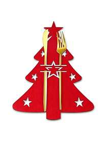 12 túi đựng dao kéo Giáng sinh, Bộ dao nĩa nỉ phong cách cây thông Noel, Phụ kiện túi đựng dao kéo trang trí bàn tiệc, Quà tặng Giáng sinh - Nhiều màu - Xem 9