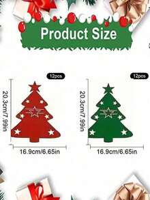 12 túi đựng dao kéo Giáng sinh, Bộ dao nĩa nỉ phong cách cây thông Noel, Phụ kiện túi đựng dao kéo trang trí bàn tiệc, Quà tặng Giáng sinh - Nhiều màu - Xem 3