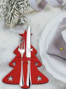 12 túi đựng dao kéo Giáng sinh, Bộ dao nĩa nỉ phong cách cây thông Noel, Phụ kiện túi đựng dao kéo trang trí bàn tiệc, Quà tặng Giáng sinh - Nhiều màu - Xem 11