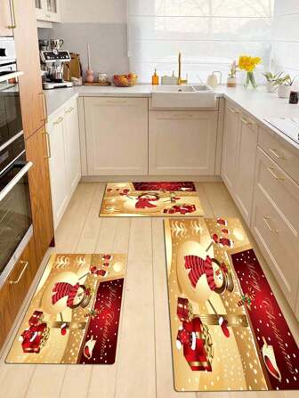 1pc Modern American Christmas Tree Pattern Doormat, Simple Home Use Bedroom Entrance Non-Slip Absorbent Mat Carpet