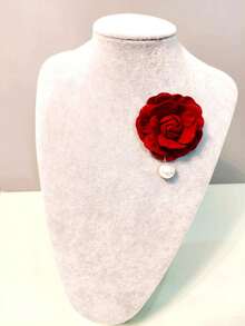 1 chiếc trâm cài áo ngọc trai hoa trà thanh lịch, sợi polyester, thích hợp cho mùa thu và đông - Trâm cài ngọc trai Camellia - Xem 4