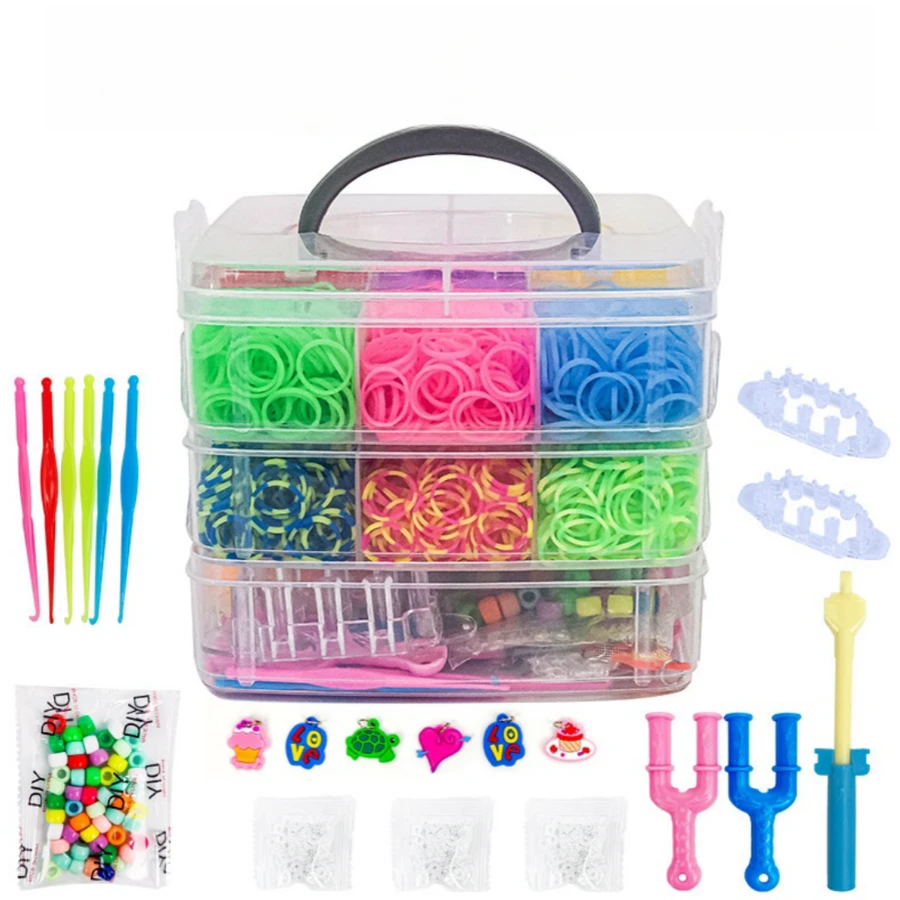 1 hộp/4500 chiếc Dây cao su nhiều màu với 15 màu dùng để làm vòng tay, vòng cổ, dây đeo điện thoại tự làm, màu sắc ngẫu nhiên