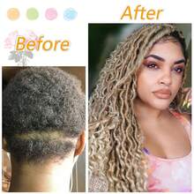 Tóc tết Goddess Locs 10/14/18/22 inch, tóc tết giả, tóc tết River Locs, tóc tết xoăn, 27/613 - Làm nổi bật màu be - Xem 5