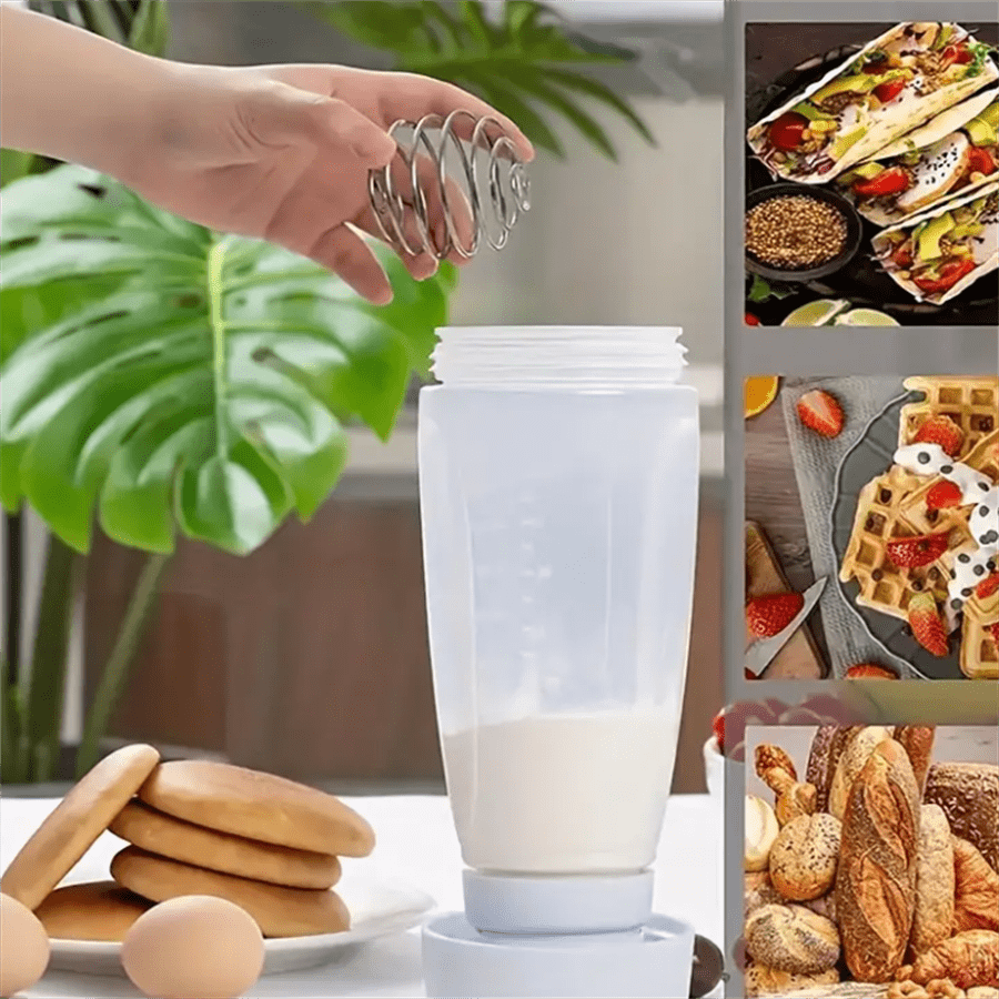 EasyPour Pancake Batter Dispenser With Blender Ball Perfect For Cupcakes, Muffins & Crepes