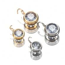 10 piezas de encantos de aro abierto de acero inoxidable con piedras de CZ, para hacer joyas DIY, pulsera, pendientes, accesorios - colgante - Ver 3