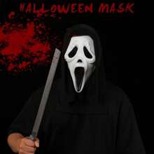 鬼脸面具尖叫鬼面具万圣节服装装饰恐怖角色扮演道具成人 - 白色 - 查看 6