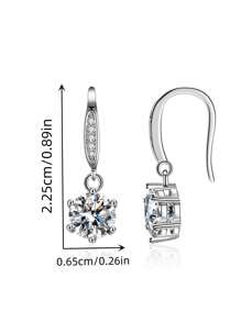 1 Pair 2 Carat D Color, VVS Clarity GRA Certified Classic Elegant Luxury S925 Sterling Silver Plated Platinum Moissanite 6-Prong Earrings, Main Stone 1 Carat Each, Brilliant Fire & Sparkle, Suitable For Engagement, Wedding, Bestie Gifts, Wedding Party, Vintage Party Or Daily Wear, Hypoallergenic S925 Silver Setting, Handcrafted, Fashionable & Elegant Design, Minimalist & Chic, Perfect For Work Events & Gifting - Ear Clip Earrings - View 6