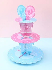1/2Sets 3 Tiers Gender Revealing Cupcake Cake Stand Babe Shower Birthday Party Decorations, Cardboard Cupcake Holder Cupcake Tower For Gender Revealing Party Supplies,Creative DIY Cake Decor