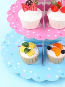 1/2Sets 3 Tiers Gender Revealing Cupcake Cake Stand Babe Shower Birthday Party Decorations, Cardboard Cupcake Holder Cupcake Tower For Gender Revealing Party Supplies,Creative DIY Cake Decor