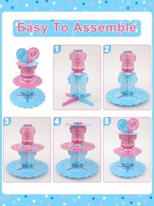 1/2Sets 3 Tiers Gender Revealing Cupcake Cake Stand Babe Shower Birthday Party Decorations, Cardboard Cupcake Holder Cupcake Tower For Gender Revealing Party Supplies,Creative DIY Cake Decor