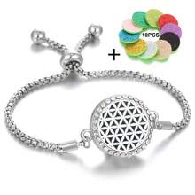 1 件水晶芳香疗法扩散器手链，带 10 个垫片，男女通用珠宝，生命之树香薰油手链，芳香疗法配件