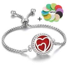 1 件水晶芳香疗法扩散器手链，带 10 个垫片，男女通用珠宝，生命之树香薰油手链，芳香疗法配件