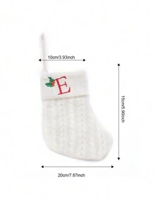 1 pièce Bas de Noël tricoté avec lettres, rouge, blanc et vert 3 couleurs, comprend 26 lettres anglaises. Peut être utilisé comme décoration de fête à la maison, ornement à accrocher au sapin de Noël ou au chevet, petit cadeau pour fête des fêtes, décoration d'Halloween - Multicolore - Voir 39