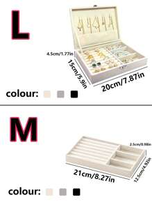 1 件豪华绒布珠宝收纳盒、珠宝收纳盒、耳环和珠宝收纳盒、梳妆台收纳盒、家庭收纳和组织用品、房间装饰、女性的完美礼物精致珠宝收纳盒情人节