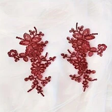 2 cái/bộ viền ren Venise thêu hoa cổ điển, vật liệu thủ công DIY cho mũ đội đầu cô dâu, phụ kiện may váy cưới - Nhiều màu - Xem 14