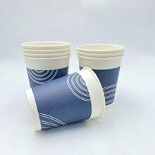 15/50个250毫升优质咖啡杯，商用礼品杯，办公茶杯，加厚饮用纸杯，果汁杯，简约创意马克杯， - 乳白色 - 查看 13