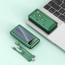 Winsway Solar Camping 10000mAh Power Bank (Upgraded Version) Larger Solar Panel Outdoor Mobile Power Bank With 4 Ports Dual USB Ports And Type-C/Micro-USB Input Port, Contains Mountaineering Clip Compass And 2.4W LED Flashlight For Camping Outdoor Travel - Green - View 3