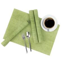 4pcs Interwoven Woven Vinyl Non-Slip Insulated Placemats Silver PVC Easy To Clean Premium Plastic Placemats, Heat Resistant Non-Slip Placemats For Dining Room Table, Kitchen Table Placemats - Multicolor - View 11