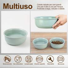 Set di ciotole rialzate per amanti dei cani e mamme di cani - Ciotole per cibo e acqua rialzate con supporto antiscivolo - Set di ciotole in ceramica pesante con scritta "Amante dei cani e mamma di cani" - Ciotole per gatti/cani extra larghe e profonde come regalo per amanti dei cani e mamme di cani - 2 x 1600 ml