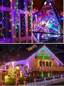 1 件 LED 冰柱灯串，户外装饰吊灯，96LED 4 米/13 英尺户外闪烁灯，室内仙女灯适用于派对、节日、婚礼、生日、屋檐、栏杆装饰 - 白色 - 查看 3