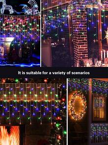 1 件 LED 冰柱灯串，户外装饰吊灯，96LED 4 米/13 英尺户外闪烁灯，室内仙女灯适用于派对、节日、婚礼、生日、屋檐、栏杆装饰 - 白色 - 查看 6