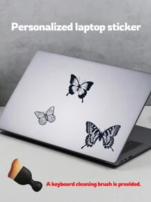 3pcs Personalized DIY Butterfly Notebook Stickers - Black - View 1
