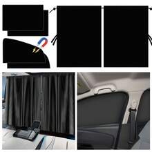 Un juego de 5 cortinas personales para automóviles, 4 ventanas magnéticas separadas del asiento trasero, protector solar para SUV, una siesta, 5 telas lavadas negras