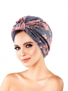 1pc New Women Floral Print Turban Hat Cancer Cap Islamic Hair Loss Hat Head Scarf Satin Liner Inner Cap Arab Valentine's Day Valentines - Turban Hat - View 13