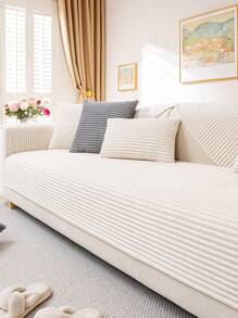 1 pièce Housse de canapé en peluche douce de couleur unie, protecteur de canapé moderne simple et chaud anti-rayures, convient pour le salon, la chambre, le bureau, toutes les saisons