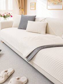 1 pièce Housse de canapé en peluche douce de couleur unie, protecteur de canapé moderne simple et chaud anti-rayures, convient pour le salon, la chambre, le bureau, toutes les saisons