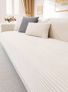 1 pièce Housse de canapé en peluche douce de couleur unie, protecteur de canapé moderne simple et chaud anti-rayures, convient pour le salon, la chambre, le bureau, toutes les saisons