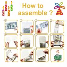 金盒生日快乐卡，配有 50 个透明袋子、惊喜现金盒，适合生日、万圣节、感恩节、圣诞节庆祝活动 - 綠色 - 查看 7