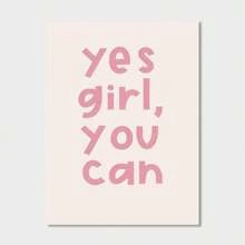 1幅“Yes Girl, You Can”励志名言帆布海报，无框，适合卧室和客厅装饰 - 彩色 - 查看 13