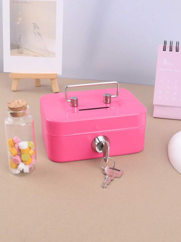 1pc Metal Keylock Storage Box, Money Box, Change Storage Box For Students At Home, Coin Deposit Box, Adult Deposit Box, Deposit Box, Cash Register 4.5 * 3.7* 2.3"/11.5 * 9.5 * 5.8cm,Back To School,School Supplies,Pencil Case,Pencil Pouch,School Bag