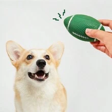 1 件橡胶声控互动狗玩具，吱吱作响的足球形状 - 彩色 - 查看 5