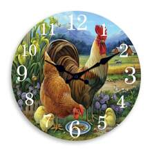 8 Styles Vintage Modern Farmhouse Rooster Wall Clock, Quartz Silent Wooden Clock For Living Room Bedroom Dining Room Office Outdoor Home Decor, Spring Gift 10inch 12inch 14inch 16inch (No Batteries) - Multicolor - View 31