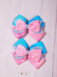 2pcs/set Pink Princess Series Hair Clamps For Kids/teenagers, Personalized And Stylish Hair Accessories For Daily Wear, Cheapest Items Available