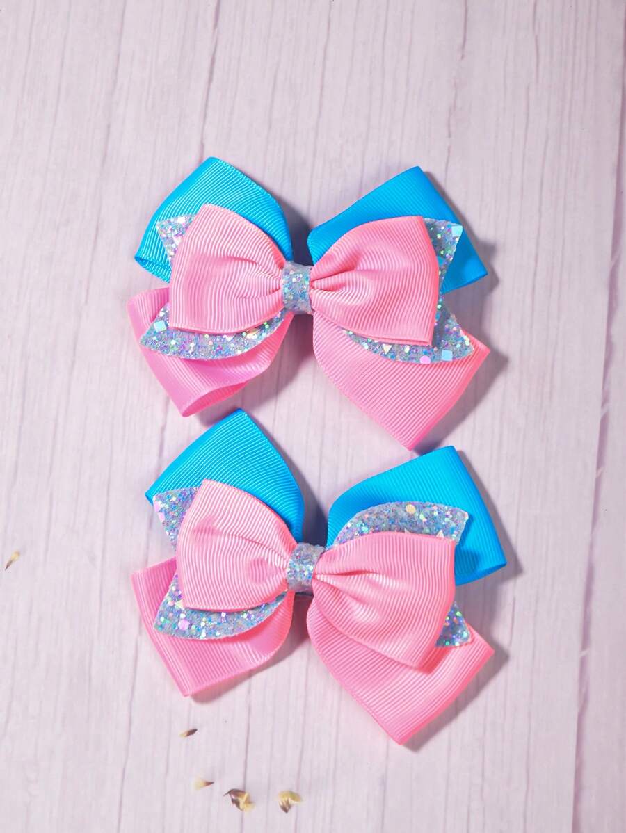 2pcs/set Pink Princess Series Hair Clamps For Kids/teenagers, Personalized And Stylish Hair Accessories For Daily Wear, Cheapest Items Available